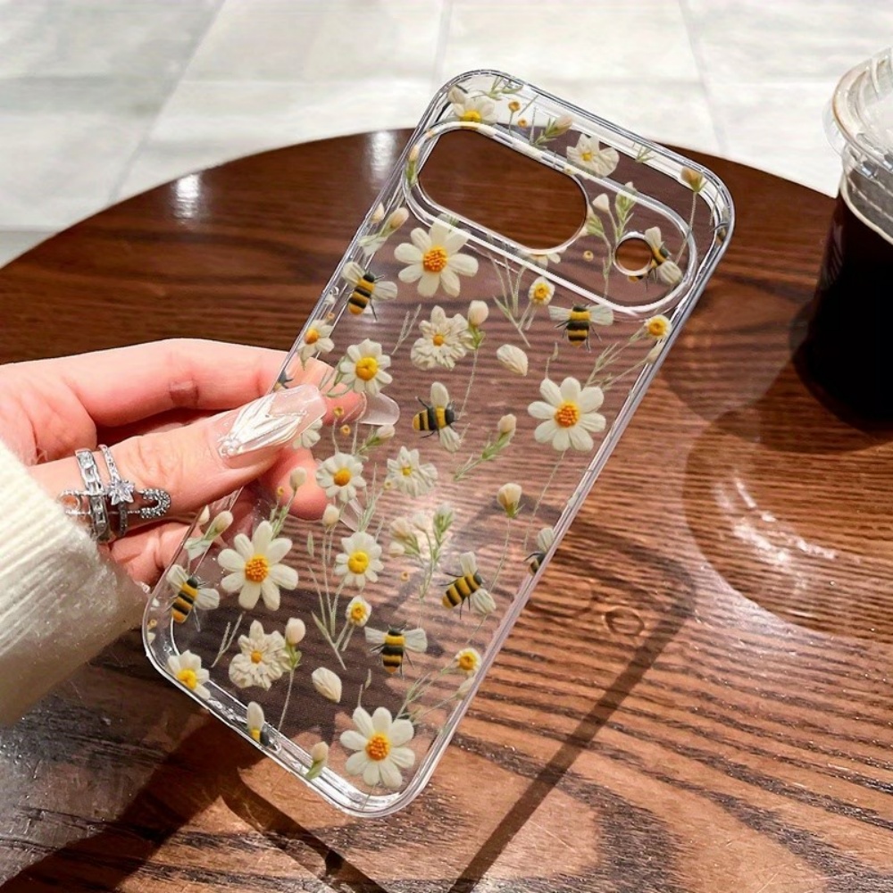 Phone Cases Pixel 10 - Cute Honeybee Flower Pattern Soft Clear