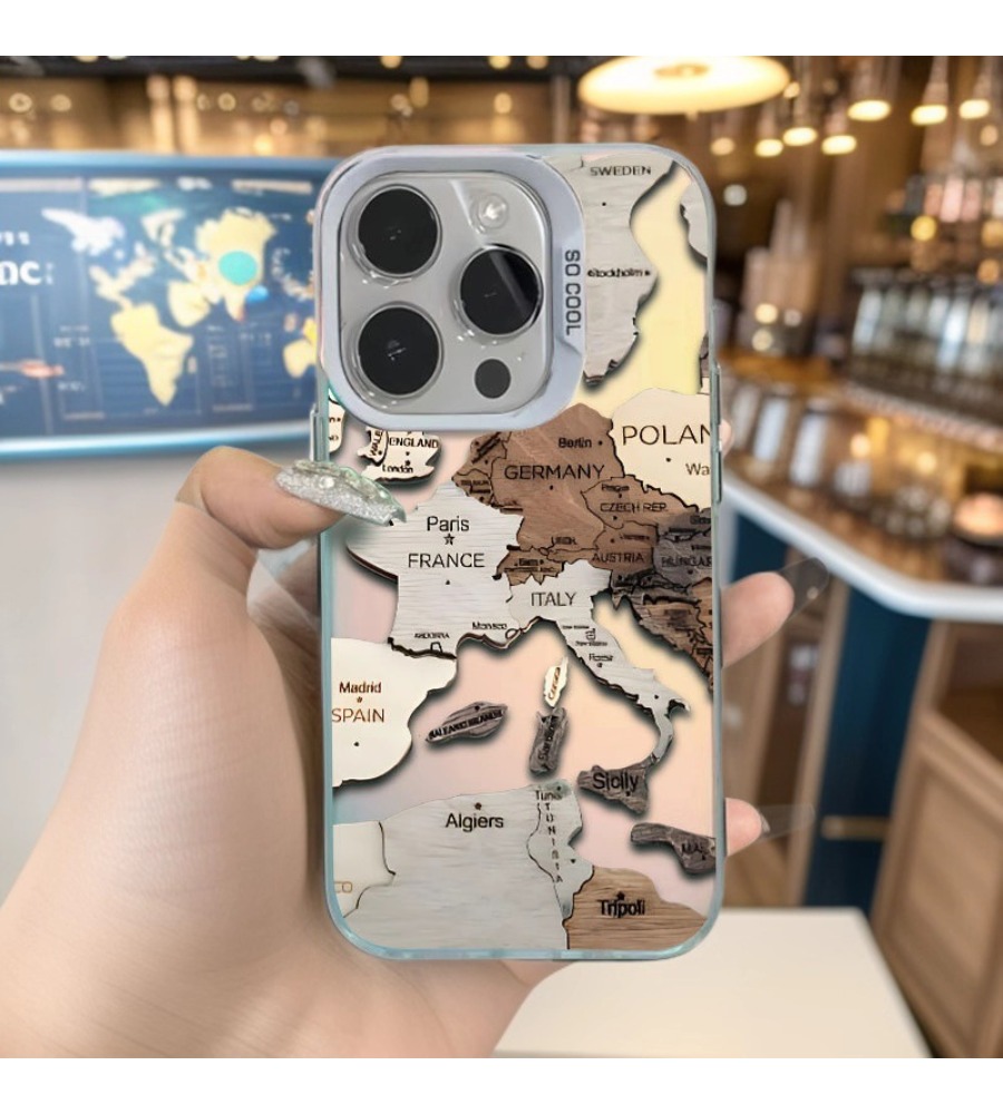 Vintage 3D Wood Europe Map Pri - Phone Cases Europe ulasan dan harga