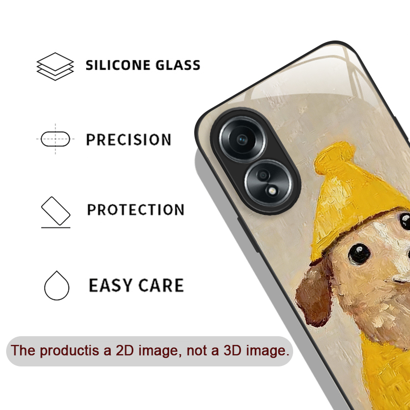 Oil Painting Yellow Dog Black  - Phone Cases Oppo ulasan dan harga