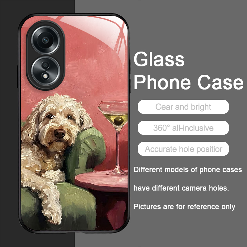 Oil Painting Yellow Dog Black  - Phone Cases Oppo ulasan dan harga