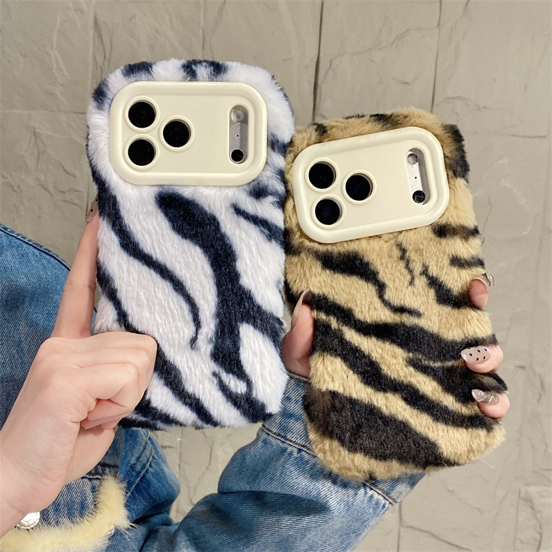Luxury Zebra Pattern Fluffy Pl - Phone Cases Iphone 12 ulasan dan harga