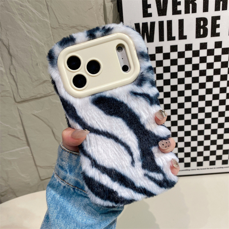 Luxury Zebra Pattern Fluffy Pl - Phone Cases Iphone 12 ulasan dan harga